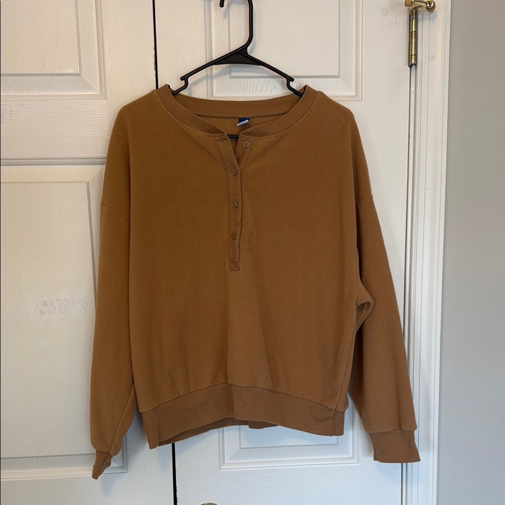 Old Navy Cozy Brown Henley Pullover Sweatshirt Size Large